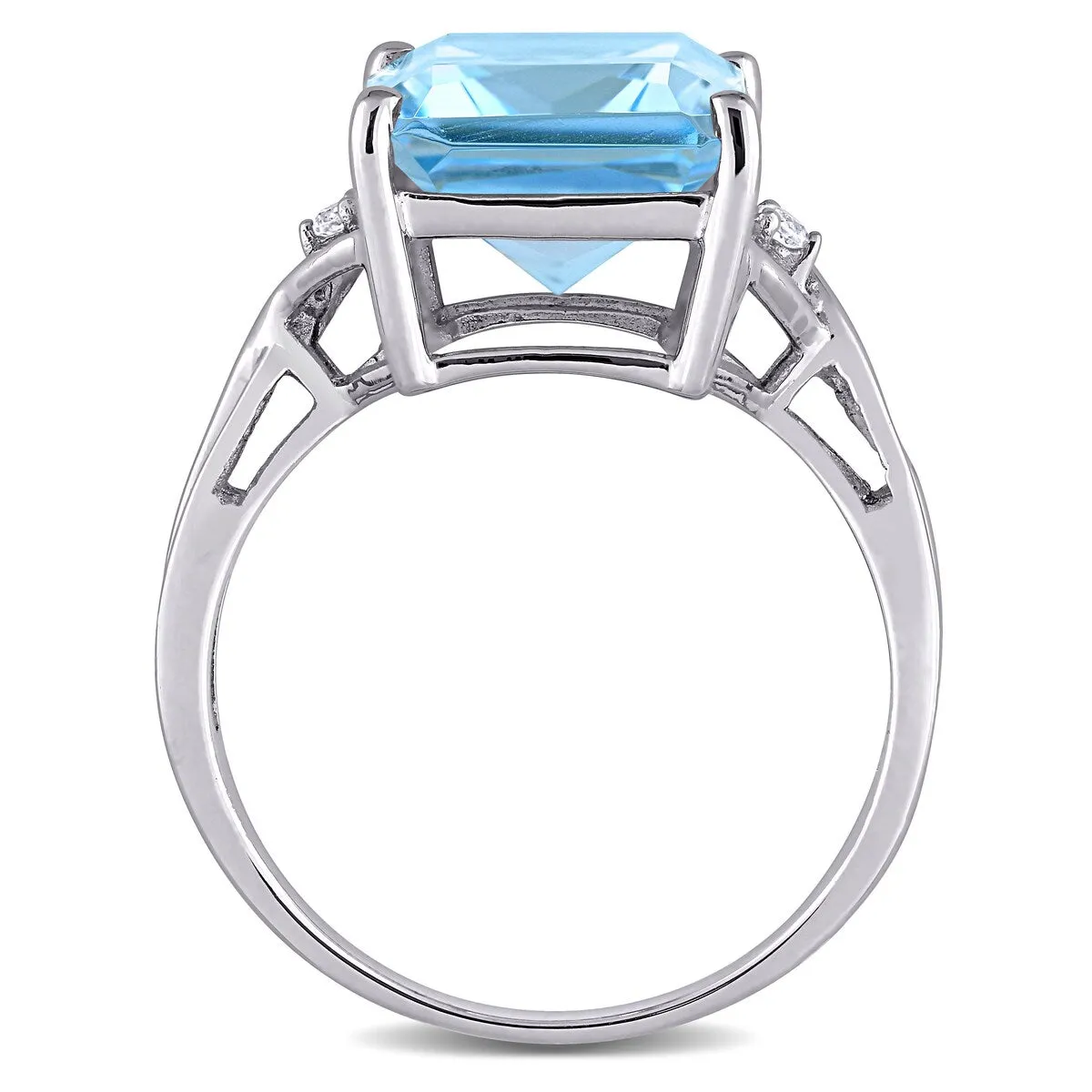 Miadora Sterling Silver 7 1/2ct TGW Octagon-cut Blue and White Topaz 3-stone Cocktail Ring sold by Zulily product image thumbnail 4