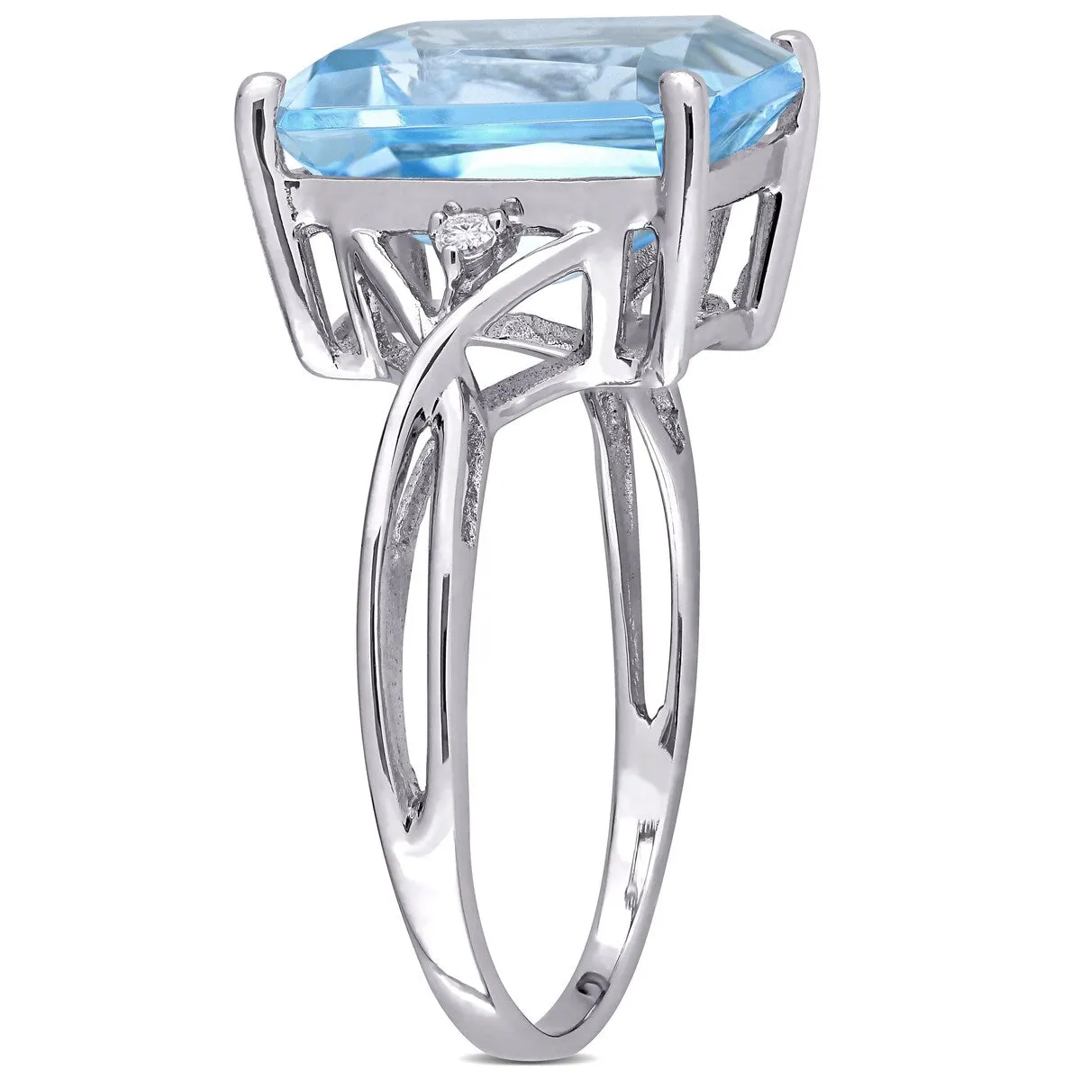 Miadora Sterling Silver 7 1/2ct TGW Octagon-cut Blue and White Topaz 3-stone Cocktail Ring sold by Zulily product image thumbnail 3