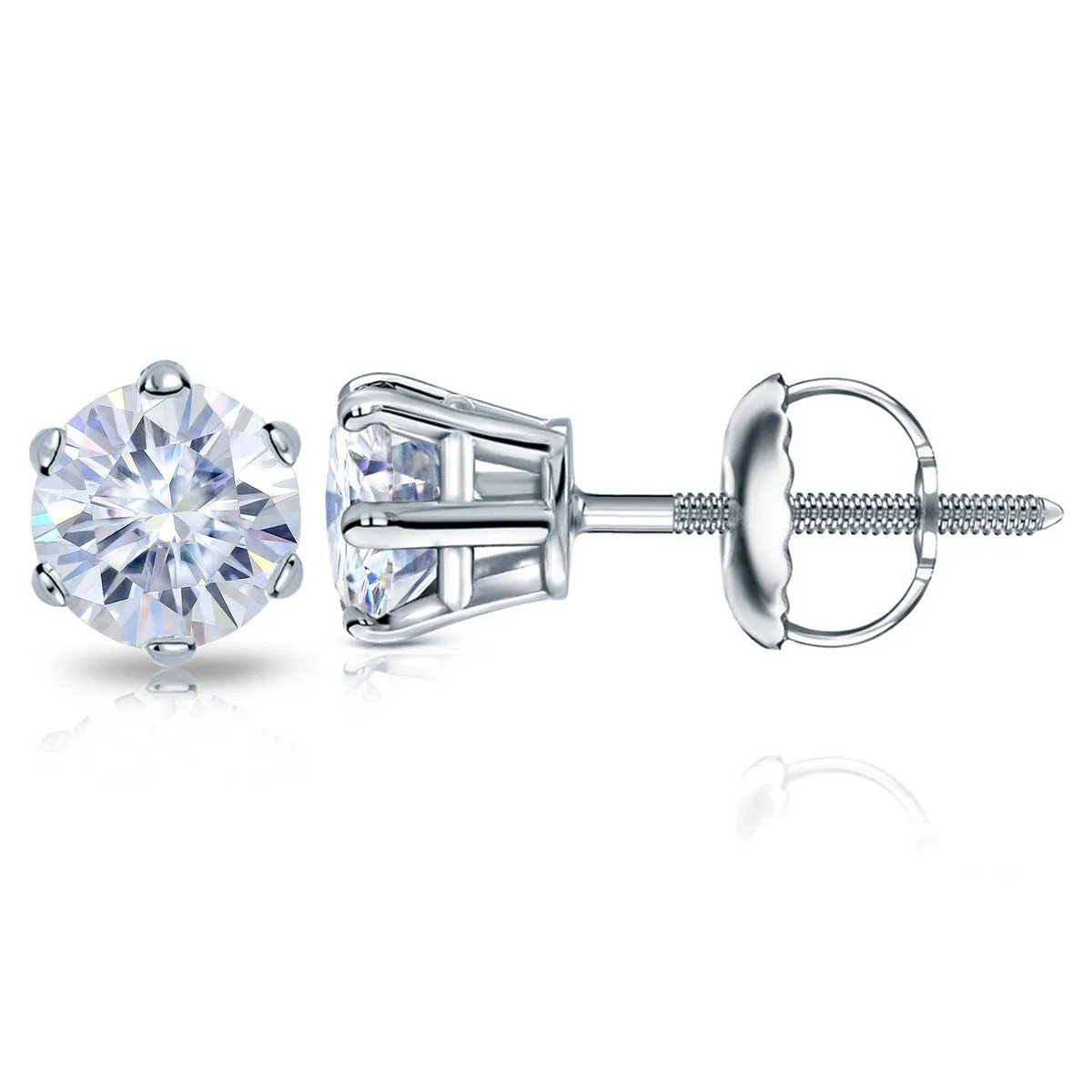 Auriya Platinum 2ctw Round Moissanite Stud Earrings - 6.5 mm sold by Zulily product image thumbnail 3