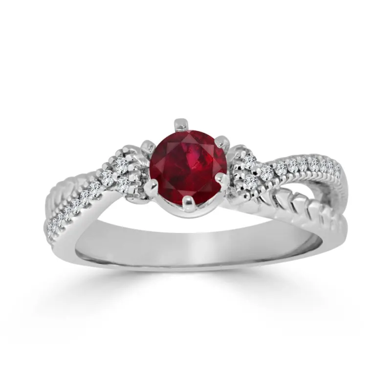 Auriya 14k Gold 2/5ct Ruby and 1/6ct TDW Round Diamond Engagement Ring sold by Zulily