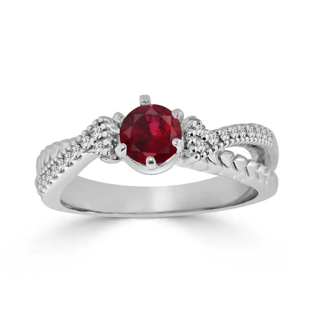 Auriya 14k Gold 2/5ct Ruby and 1/6ct TDW Round Diamond Engagement Ring sold by Zulily
