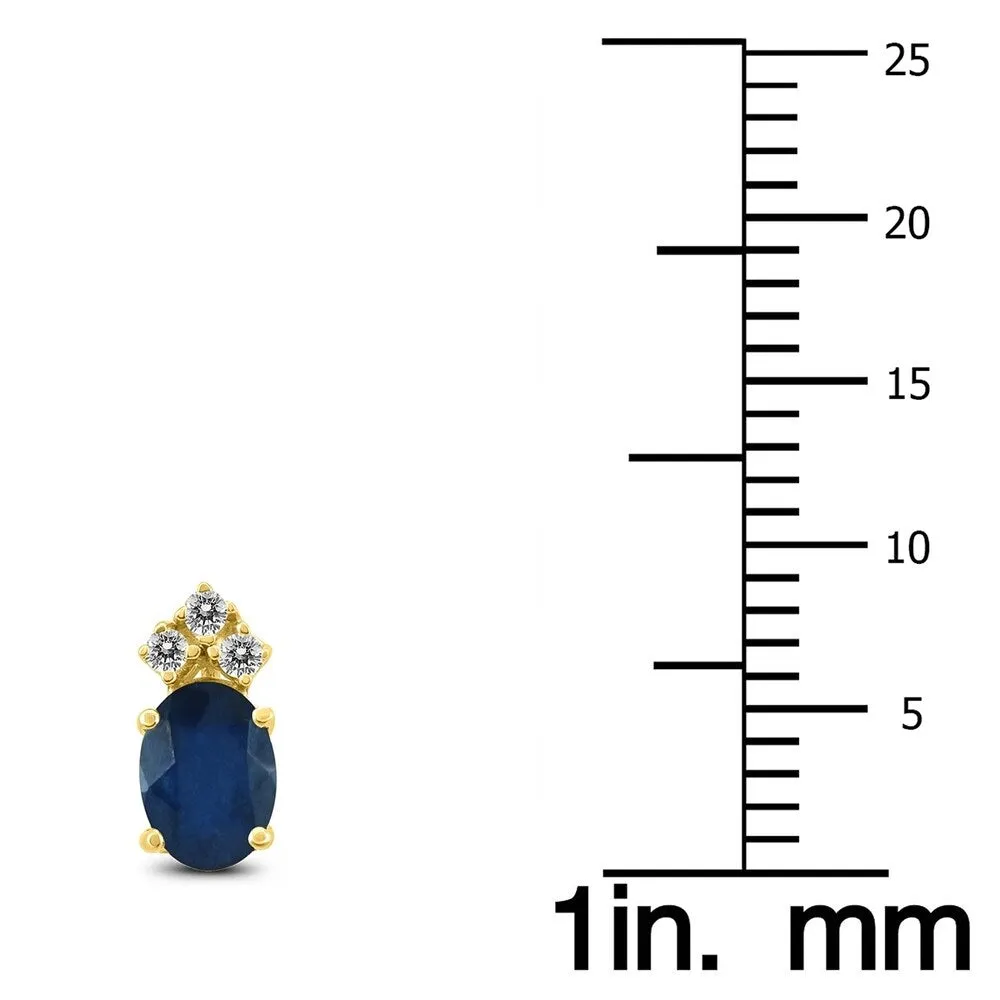 14K Yellow Gold 5x3MM Oval Sapphire and Diamond Earrings sold by Zulily product image thumbnail 2