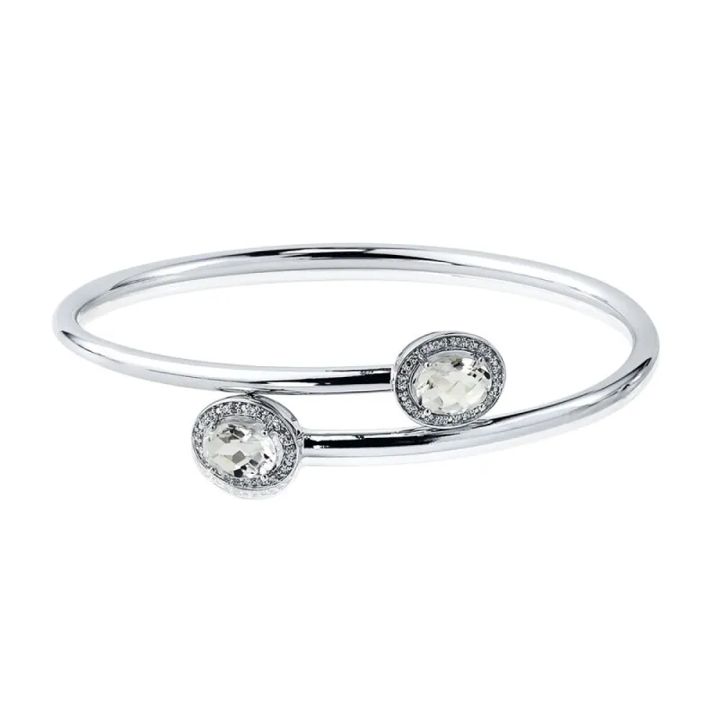 Auriya 2.50ct Oval-Cut White Topaz and Halo Diamond Bangle Bracelet Gold over Silver sold by Zulily