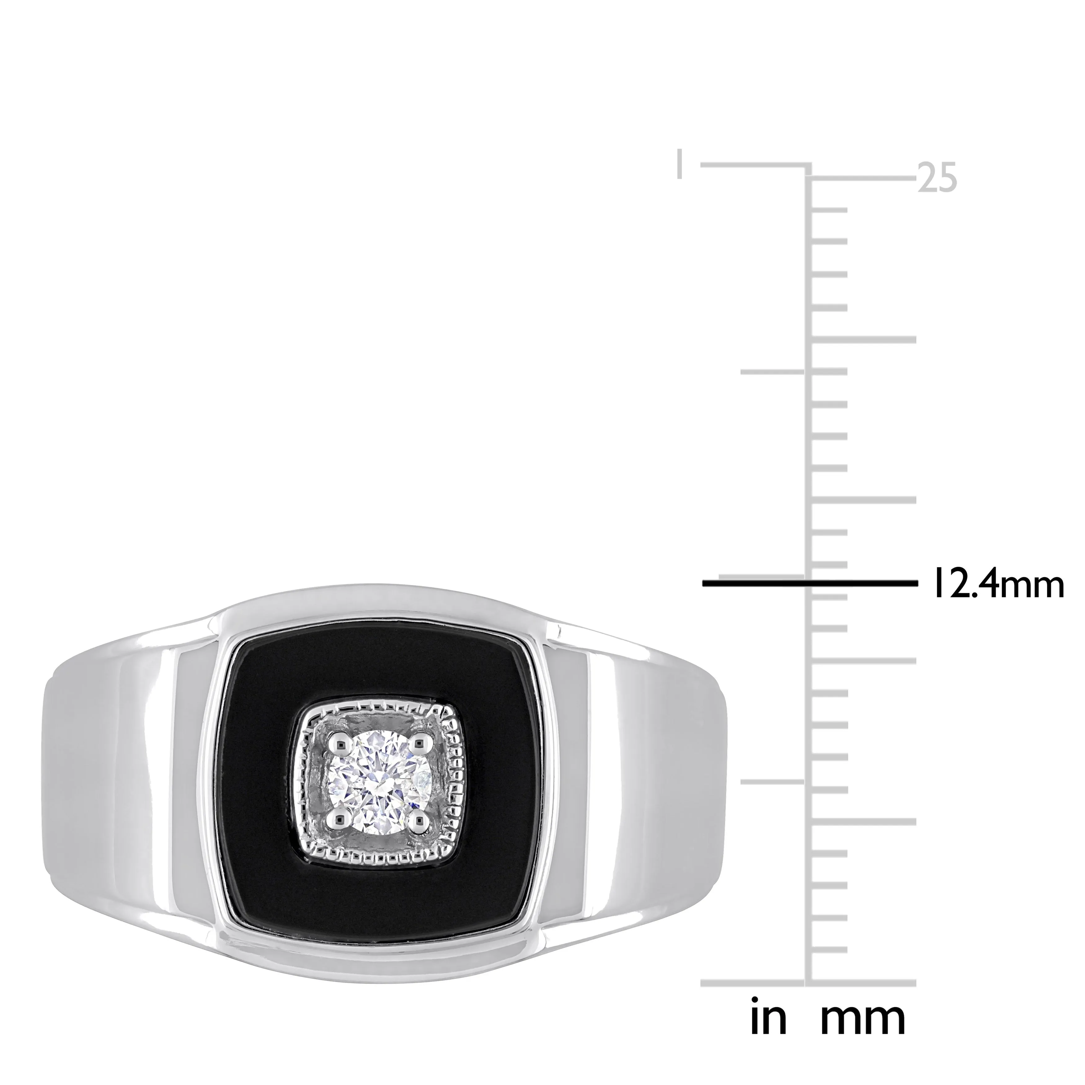 Miadora 2 1/3 CT TGW Square Black Onyx and 1/6 CT TW Diamond Mens Ring in Sterling Silver sold by Zulily product image thumbnail 3