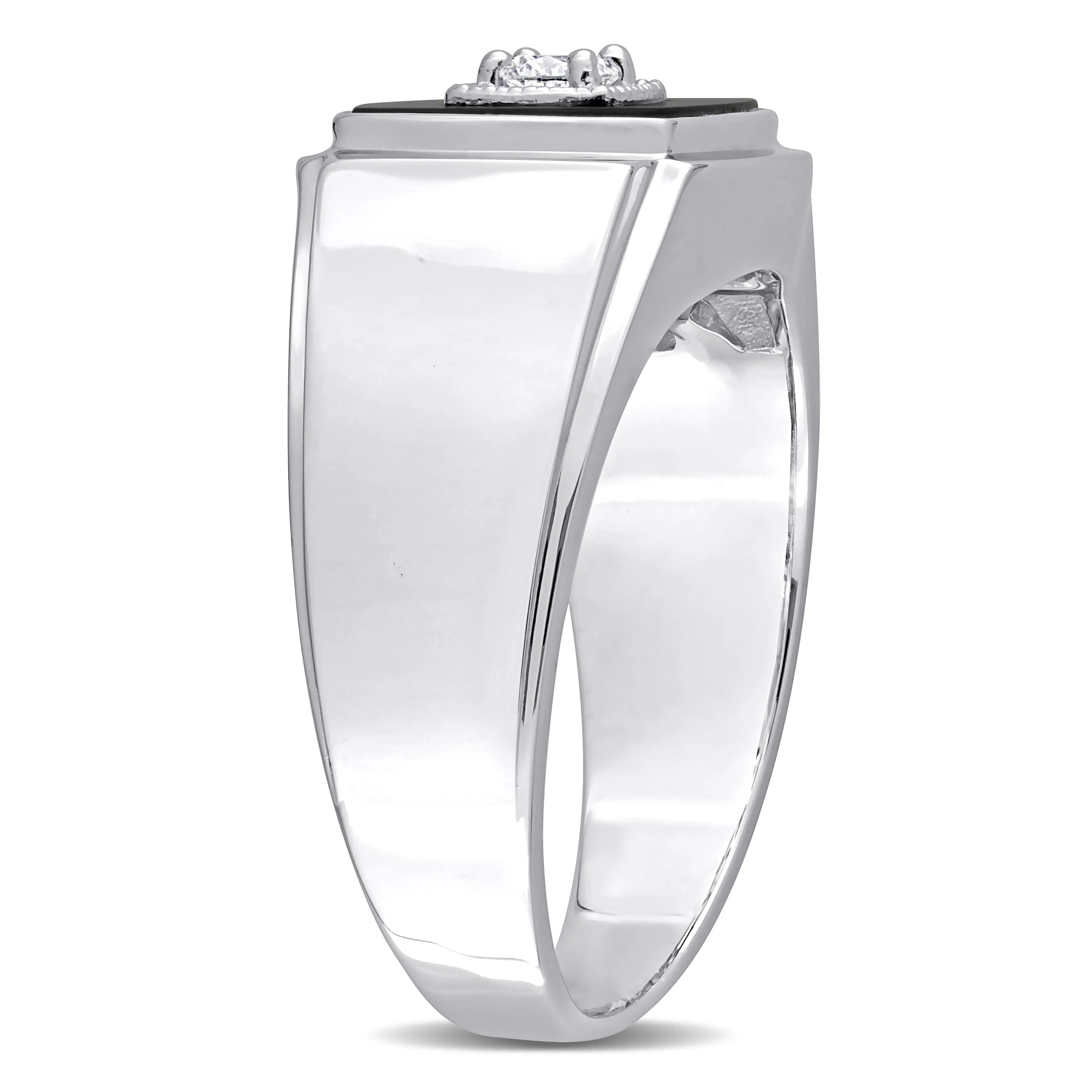 Miadora 2 1/3 CT TGW Square Black Onyx and 1/6 CT TW Diamond Mens Ring in Sterling Silver sold by Zulily product image thumbnail 2
