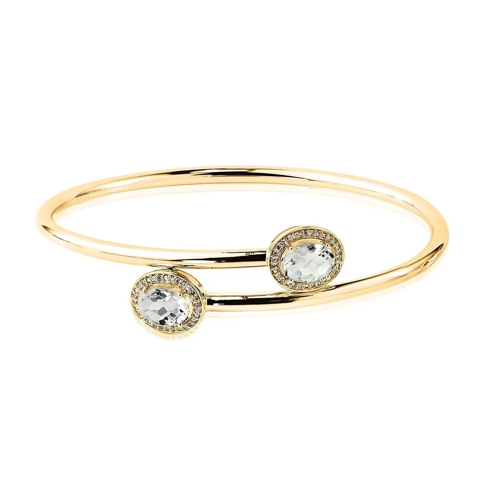 Auriya 2.50ct Oval-Cut White Topaz and Halo Diamond Bangle Bracelet Gold over Silver sold by Zulily product image thumbnail 2