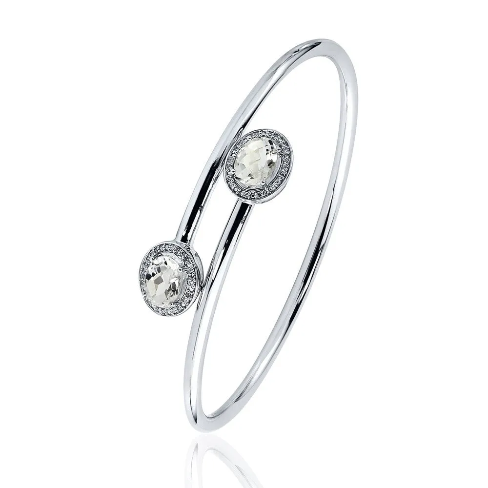 Auriya 2.50ct Oval-Cut White Topaz and Halo Diamond Bangle Bracelet Gold over Silver sold by Zulily product image thumbnail 4