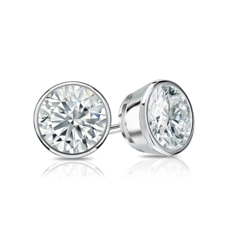 Auriya 18k Gold Bezel-set Diamond Stud Earrings 2 1/2ctw Certified sold by Zulily