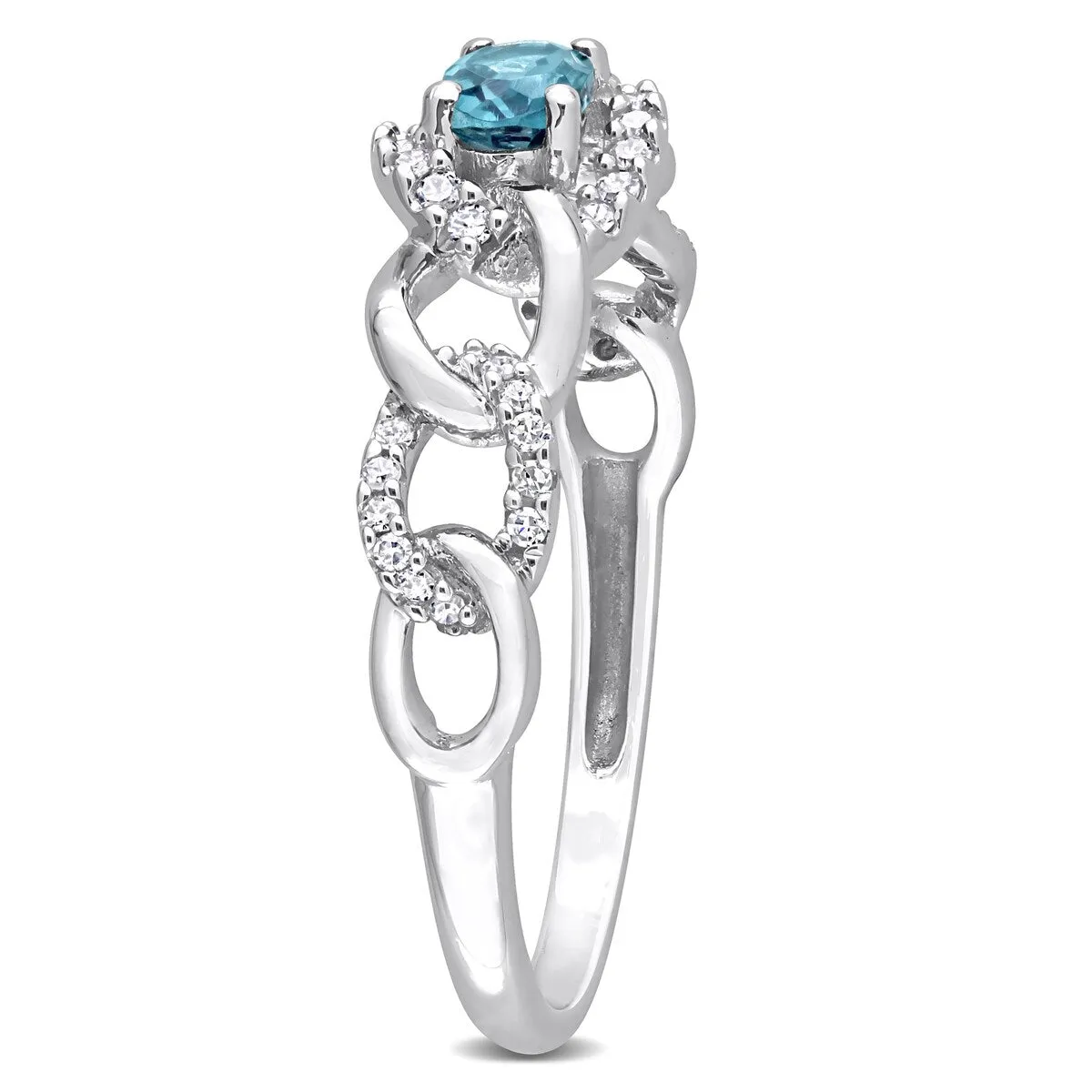 Miadora 10k White Gold London Blue Topaz and 1/8ct TDW Diamond Stackable Link Ring sold by Zulily product image thumbnail 2