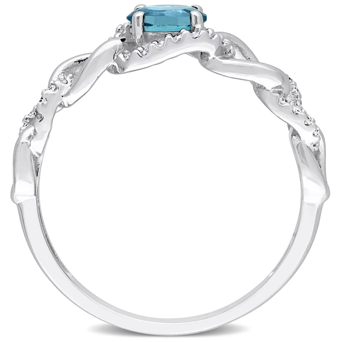 Miadora 10k White Gold London Blue Topaz and 1/8ct TDW Diamond Stackable Link Ring sold by Zulily product image thumbnail 3