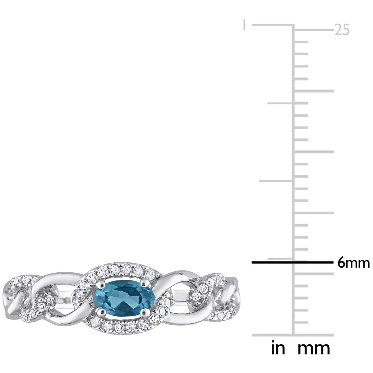 Miadora 10k White Gold London Blue Topaz and 1/8ct TDW Diamond Stackable Link Ring sold by Zulily product image thumbnail 4