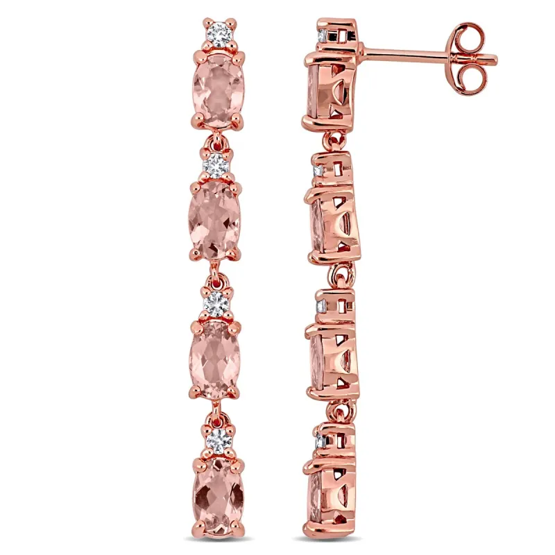 Miadora Rose Sterling Silver 4-2/5ct TGW Morganite and White Topaz Drop Earrings sold by Zulily