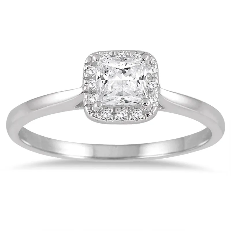 Marquee Jewels 14k White Gold 1/2ct TDW Diamond Halo Engagement Ring sold by Zulily