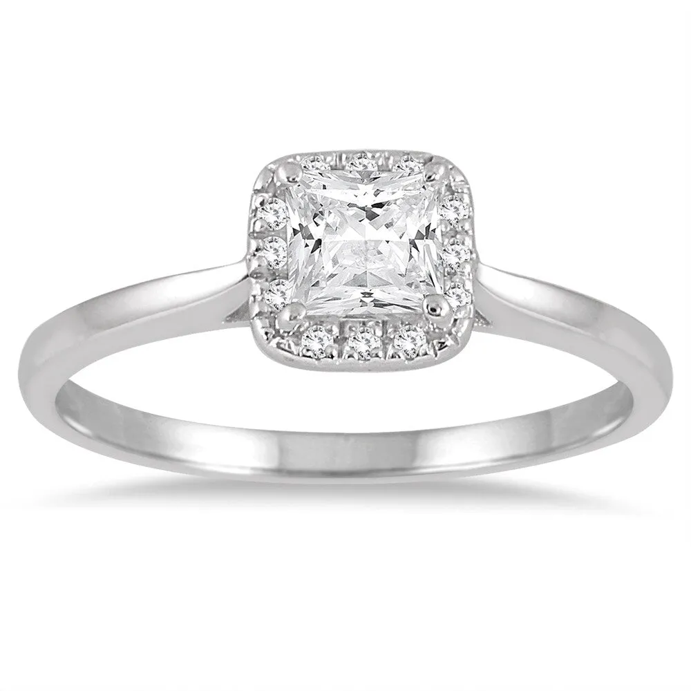 Marquee Jewels 14k White Gold 1/2ct TDW Diamond Halo Engagement Ring sold by Zulily