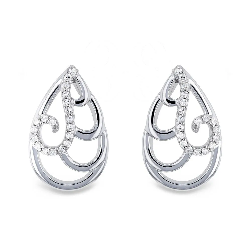 Annello by Kobelli 10k White or Rose Gold Wispy Teardrop Women's Diamond Earrings sold by Zulily product image thumbnail 4