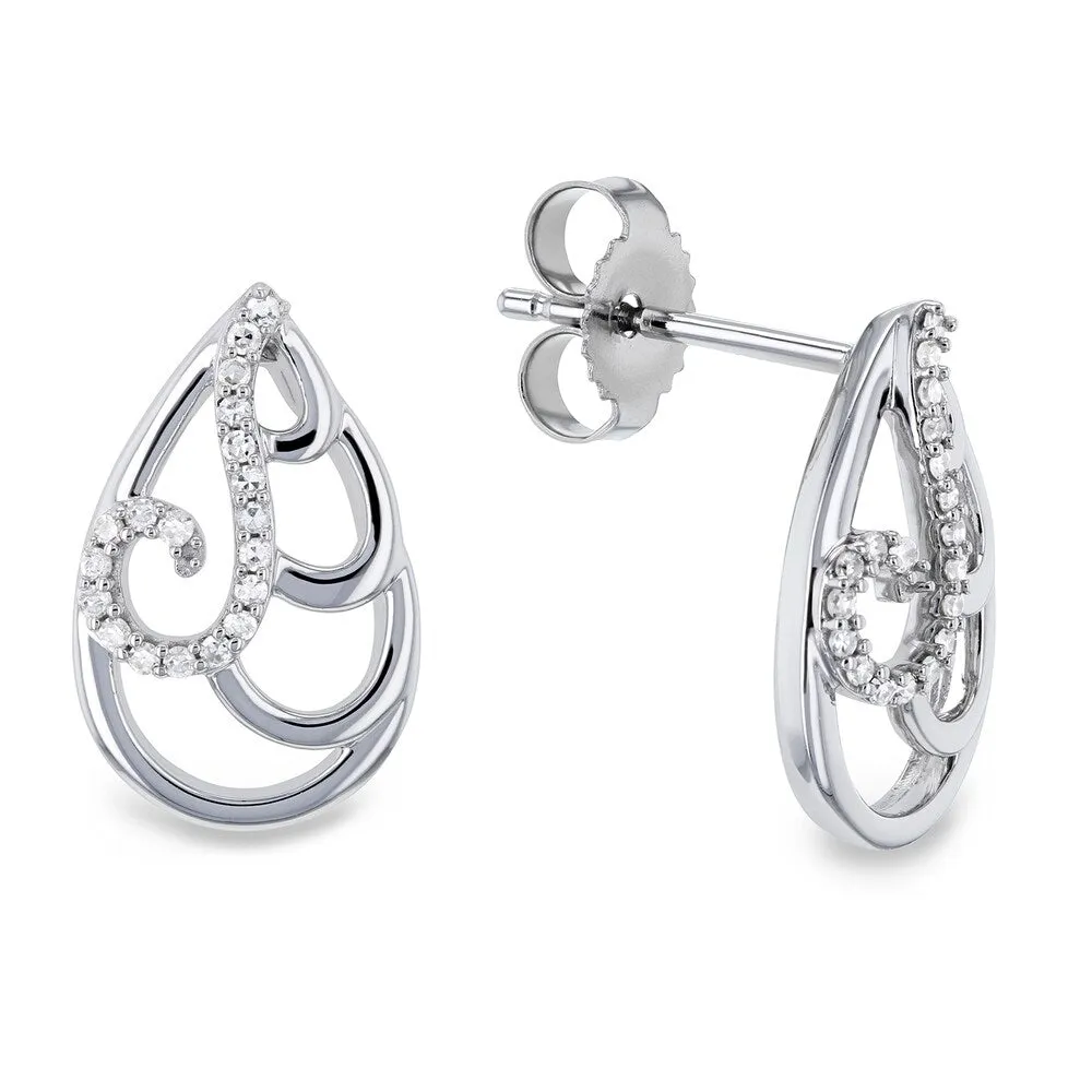 Annello by Kobelli 10k White or Rose Gold Wispy Teardrop Women's Diamond Earrings sold by Zulily product image thumbnail 2