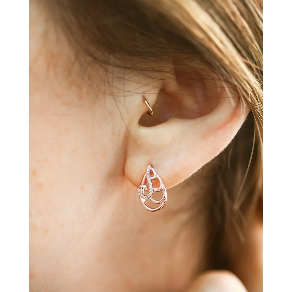 Annello by Kobelli 10k White or Rose Gold Wispy Teardrop Women's Diamond Earrings sold by Zulily product image thumbnail 5