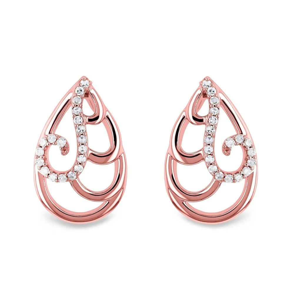 Annello by Kobelli 10k White or Rose Gold Wispy Teardrop Women's Diamond Earrings sold by Zulily product image thumbnail 3