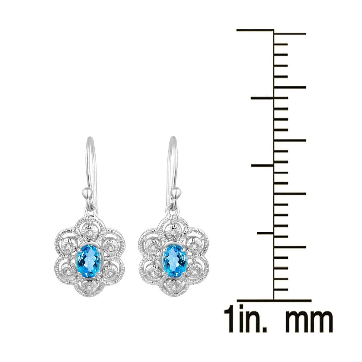Sterling Silver with Swiss Blue Topaz and White Topaz Dangle Earring sold by Zulily product image thumbnail 3
