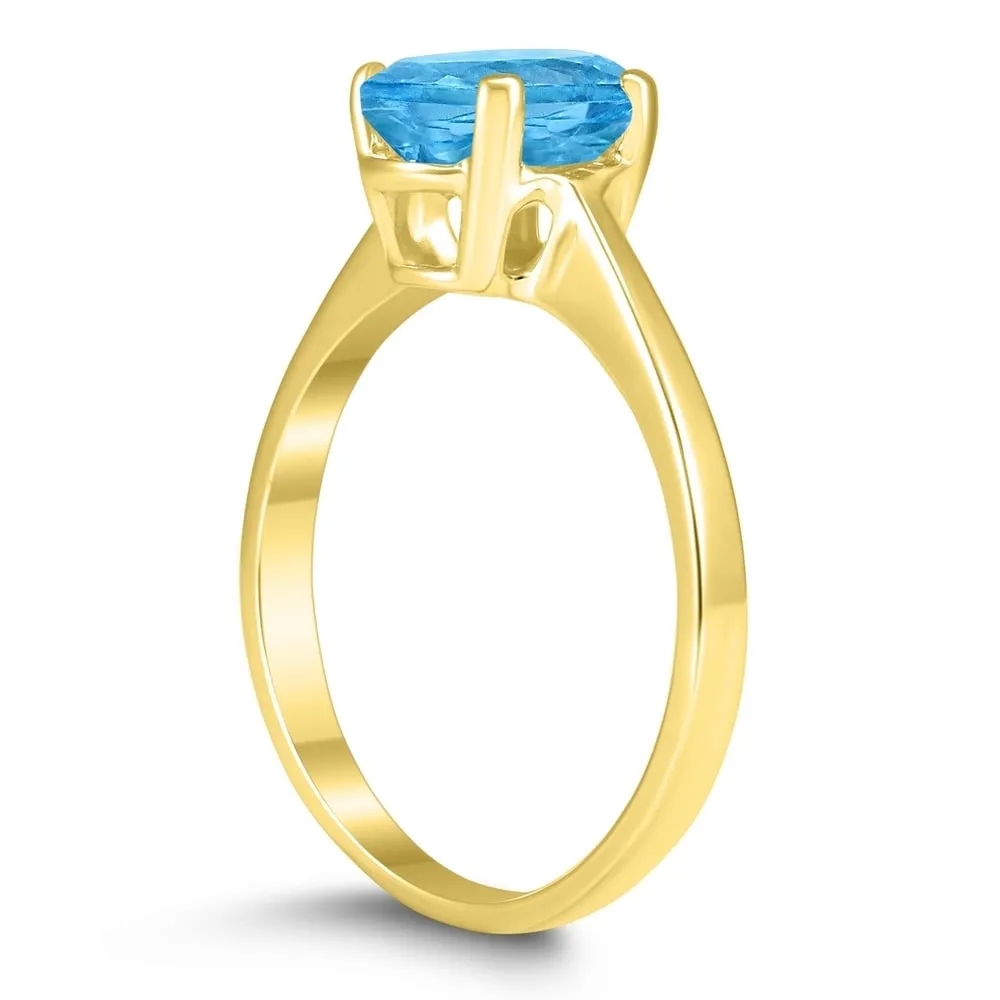 Oval Solitaire 8X6MM Blue Topaz Ring in 10K Yellow Gold sold by Zulily product image thumbnail 2