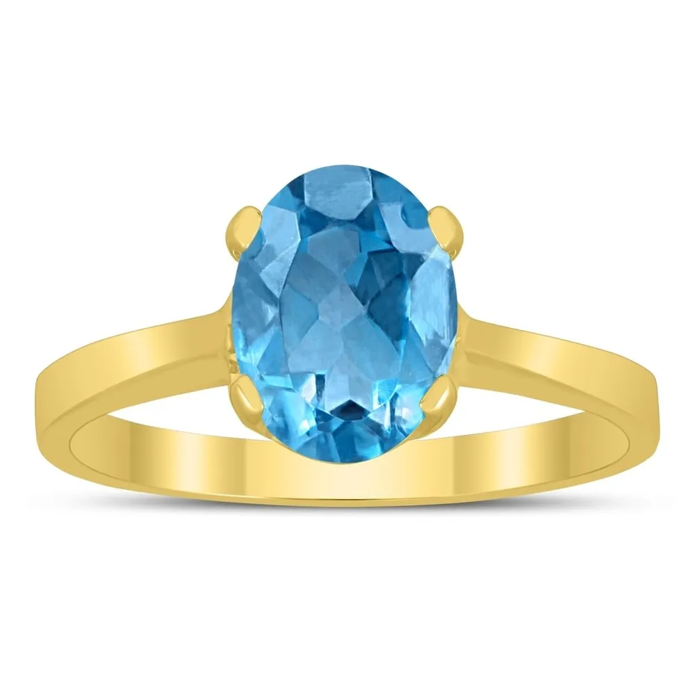 Oval Solitaire 8X6MM Blue Topaz Ring in 10K Yellow Gold sold by Zulily