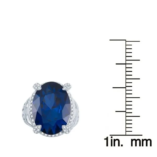 Sterling Silver with Blue Sapphire and Natural White Topaz Halo Ring sold by Zulily product image thumbnail 3