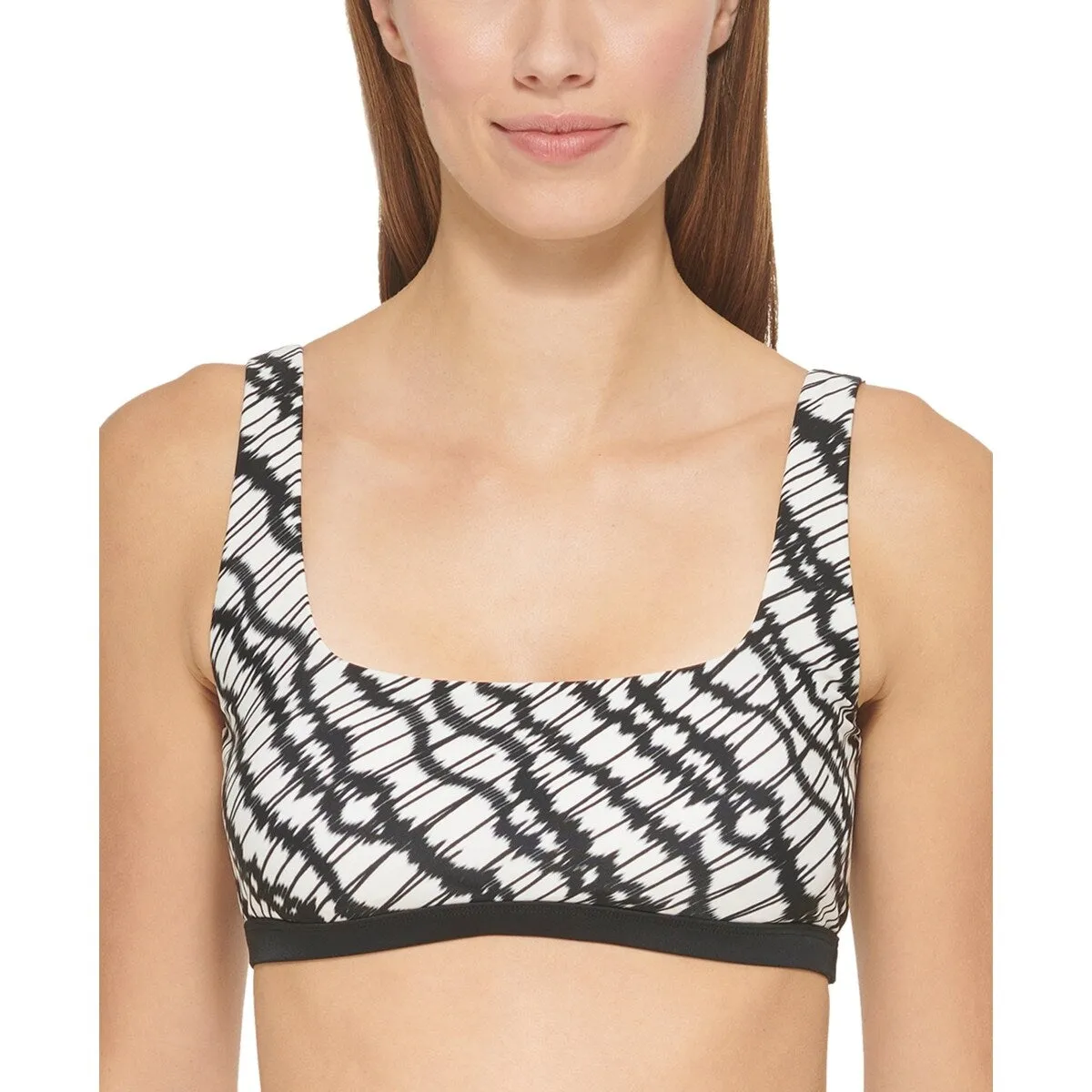 DKNY Women's Printed Square Neck Bikini Top Swimsuit Black sold by Zulily product image thumbnail 4
