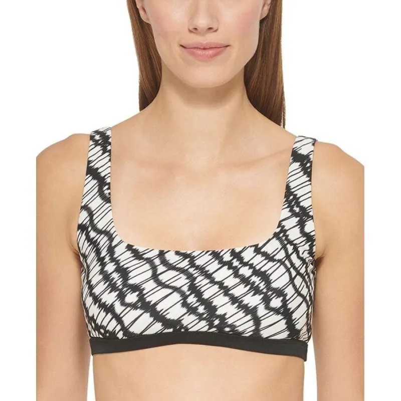 DKNY Women's Printed Square Neck Bikini Top Swimsuit Black sold by Zulily