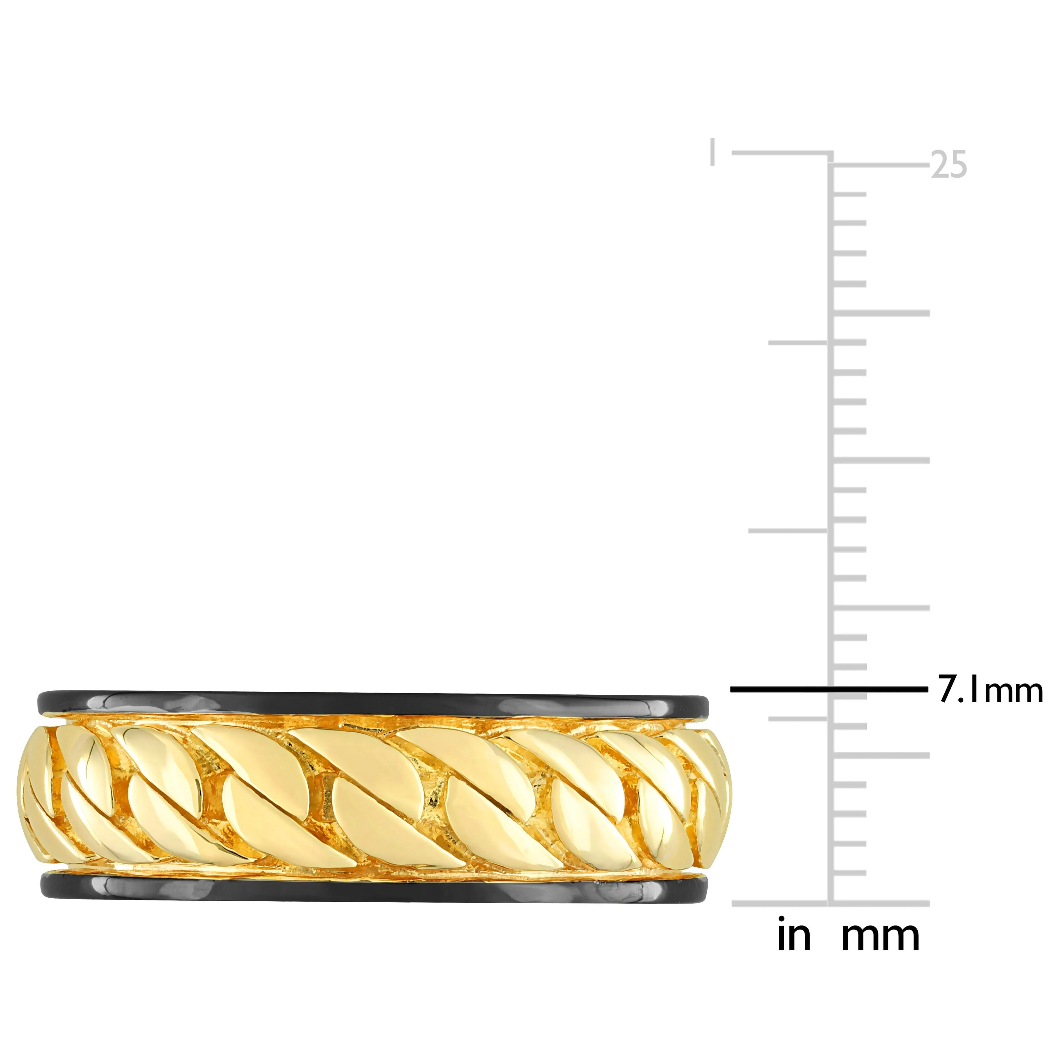 Miadora Ribbed Design Mens Ring in Sterling Silver Black and Yellow sold by Zulily product image thumbnail 3