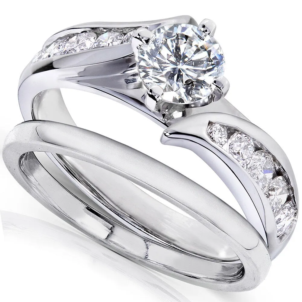Annello 14k White Gold 1ct TDW Diamond 2-piece Bridal Ring Set sold by Zulily product image thumbnail 3