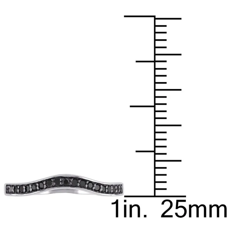 Miadora Sterling Silver 1/5ct TDW Black Diamond Contour Wedding Band Ring sold by Zulily