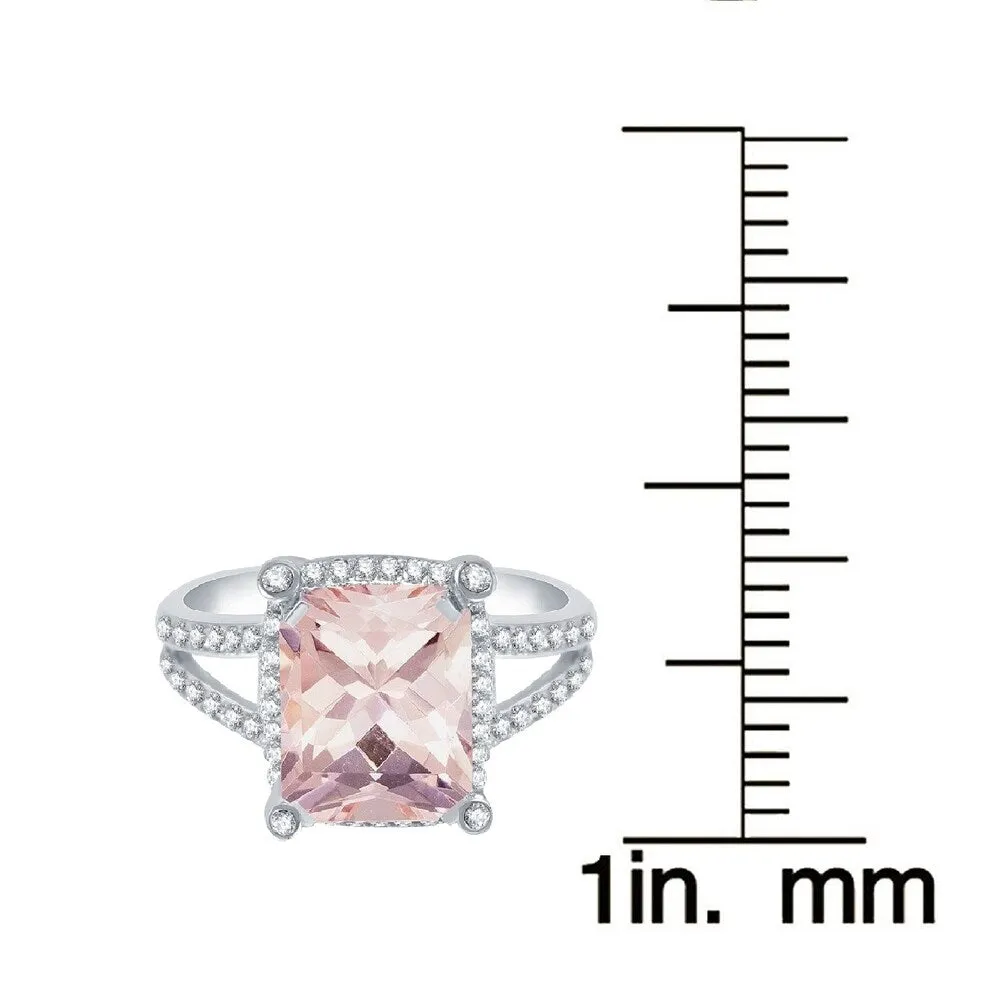 Sterling Silver with Morganite and Natural White Topaz Halo Ring sold by Zulily product image thumbnail 3