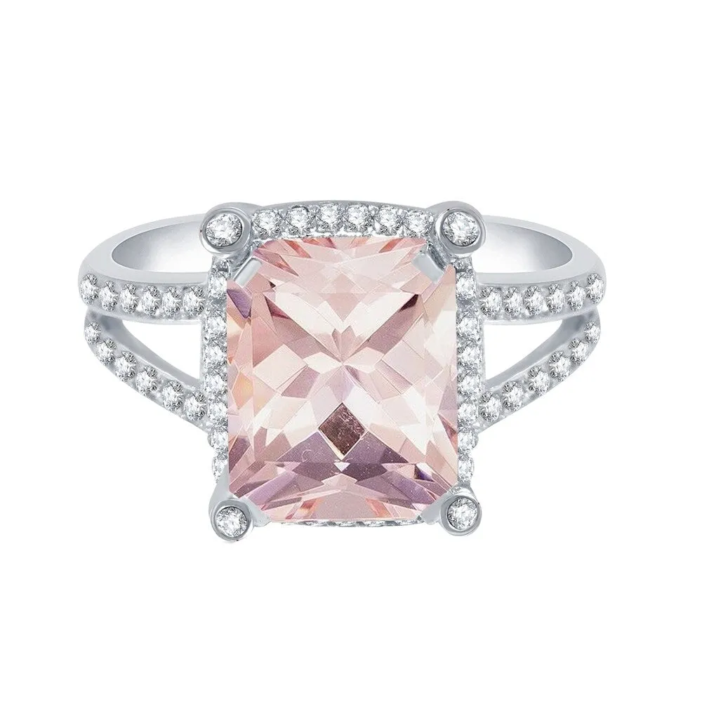 Sterling Silver with Morganite and Natural White Topaz Halo Ring sold by Zulily product image thumbnail 2