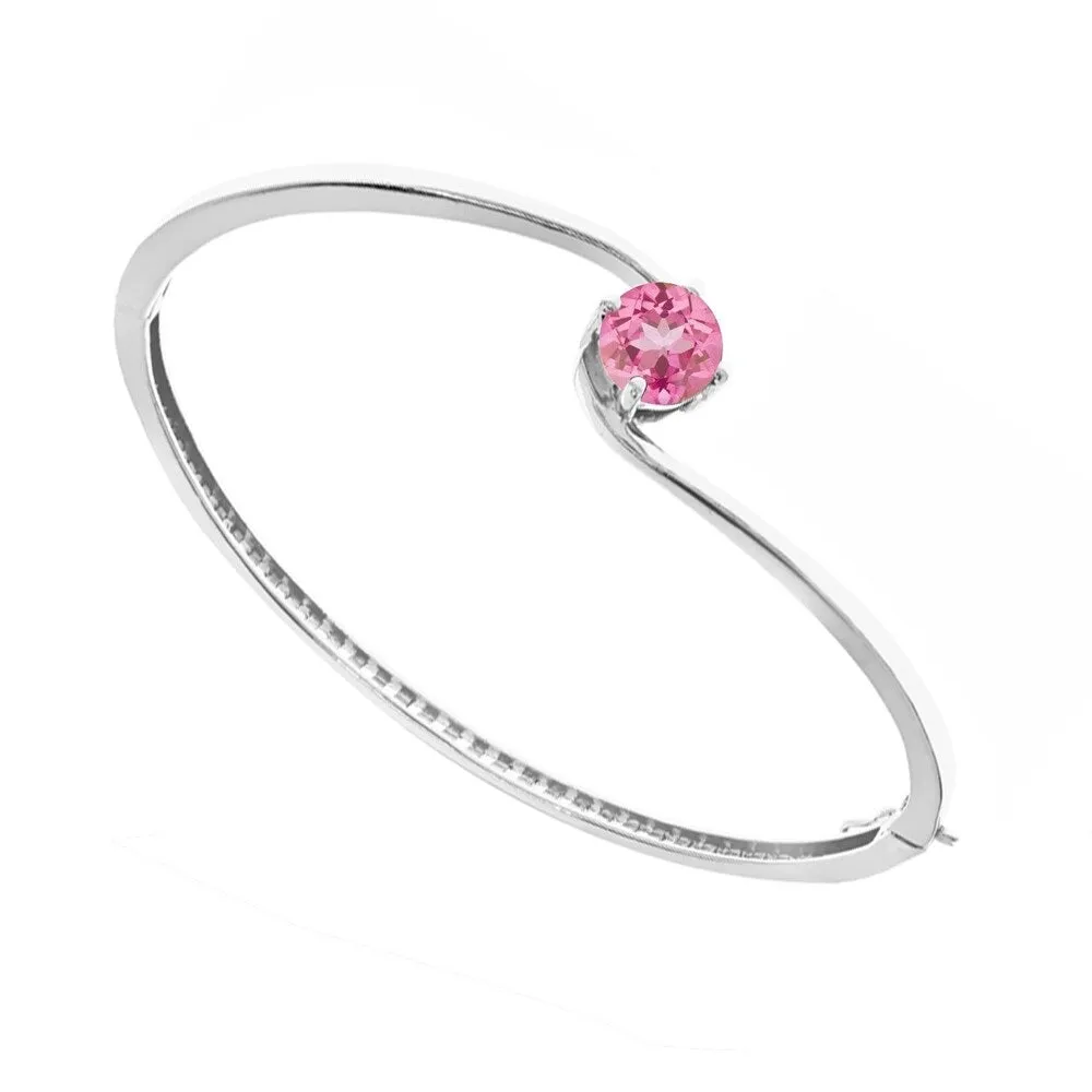 Sterling Silver with Pink Topaz Bangle Bracelet-6.5 Inch sold by Zulily product image thumbnail 3