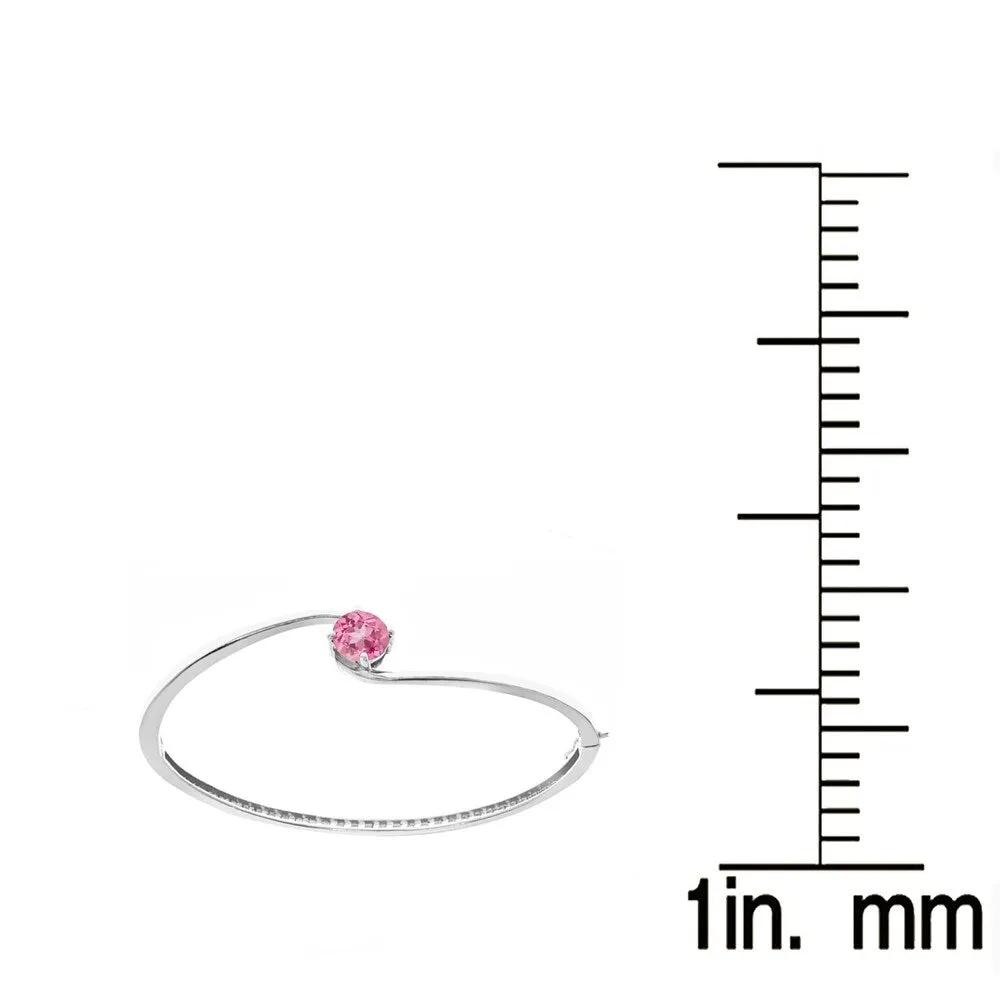Sterling Silver with Pink Topaz Bangle Bracelet-6.5 Inch sold by Zulily product image thumbnail 2
