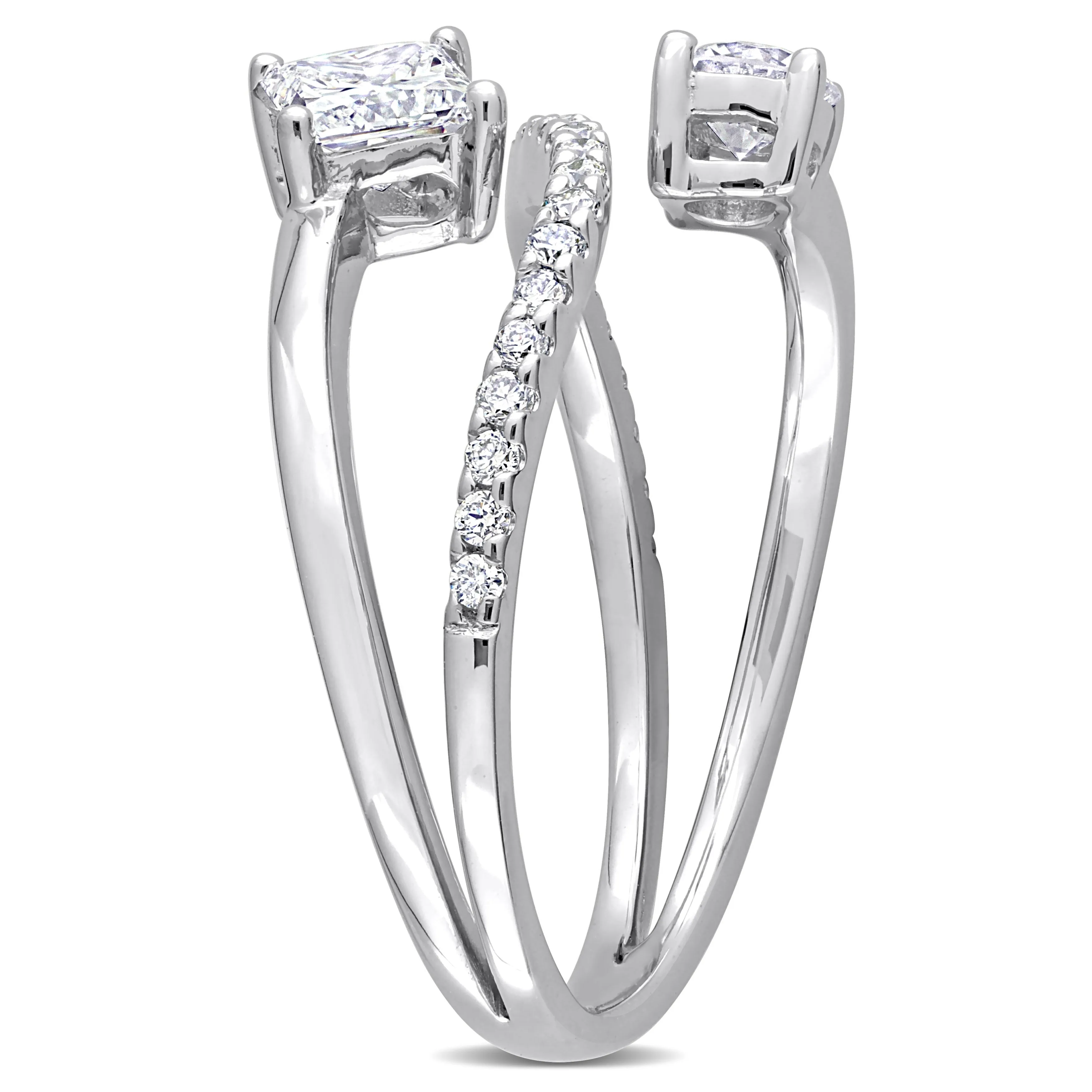 Created Forever 4/5ct TDW Princess-Cut Lab-Grown Diamond 2-Stone Bypass Crossover Ring in 14k White Gold sold by Zulily product image thumbnail 3