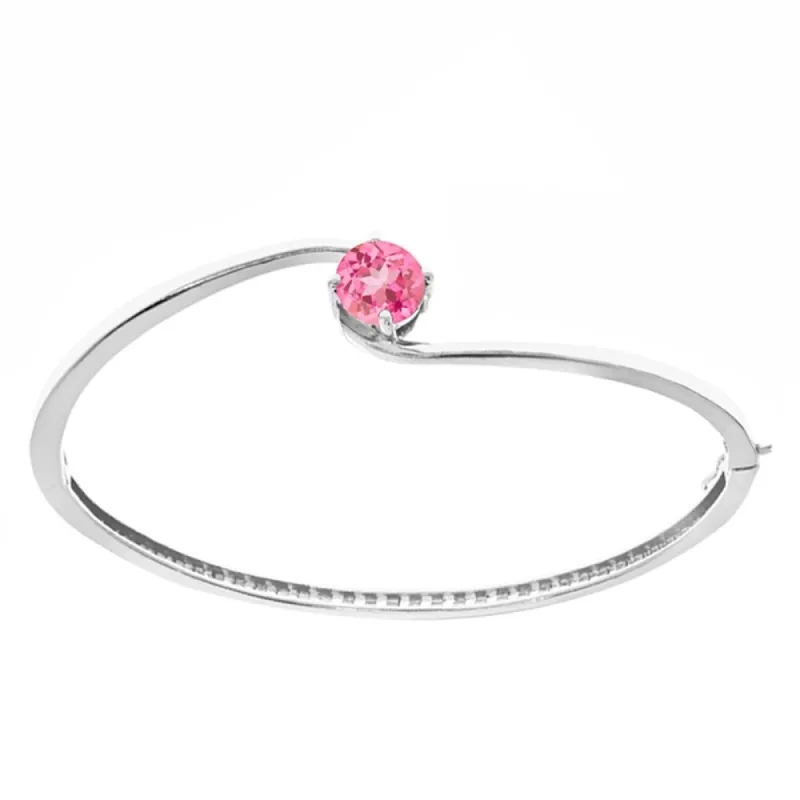 Sterling Silver with Pink Topaz Bangle Bracelet-6.5 Inch sold by Zulily