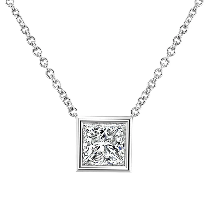 Auriya 14k Gold 3/4ctw Solitaire Princess-cut Diamond Necklace (I-J, VS1-VS2) - White I-J - 0.75CT sold by Zulily