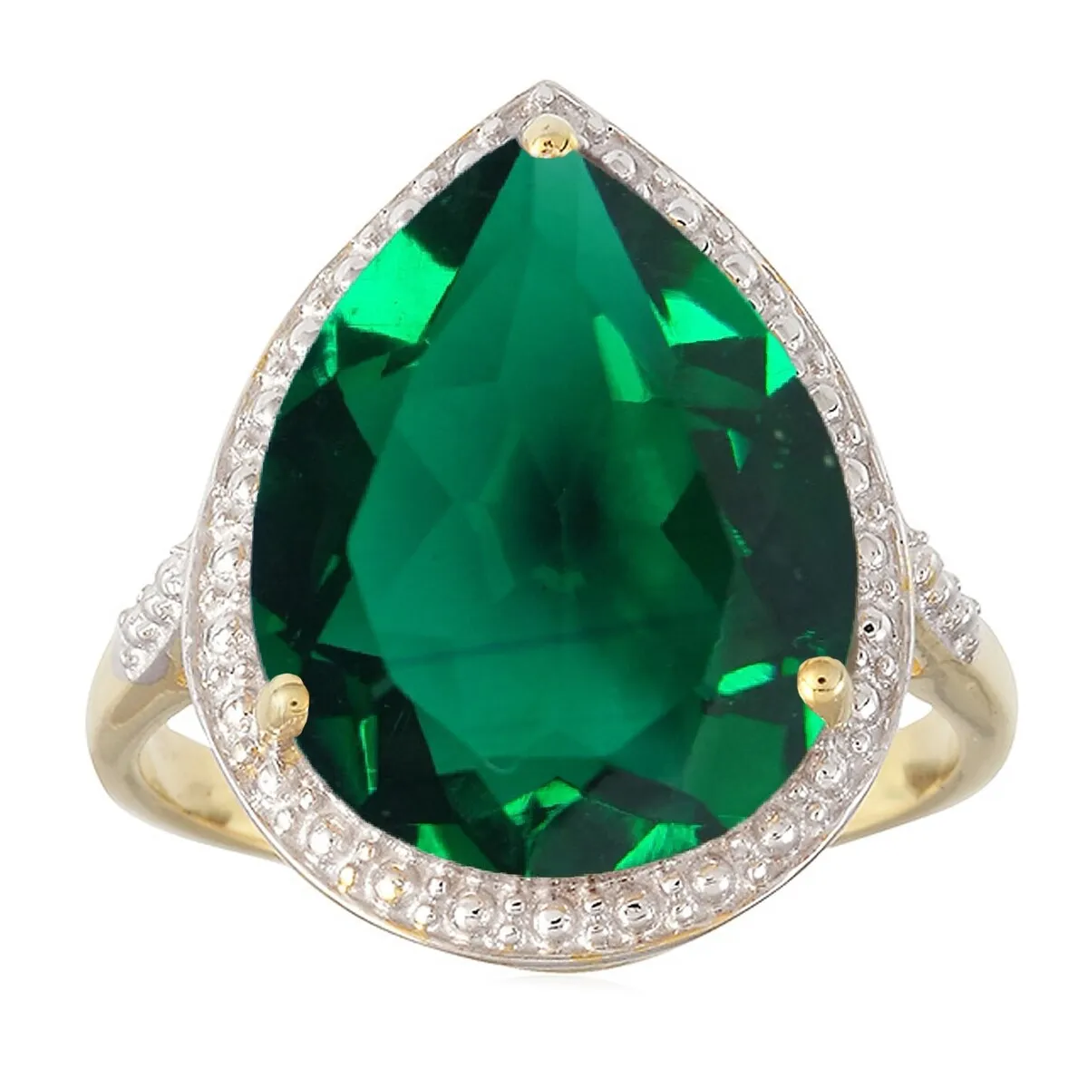 18K Gold-Plated Emerald Sterling Silver Tear Drop Ring sold by Zulily product image thumbnail 2