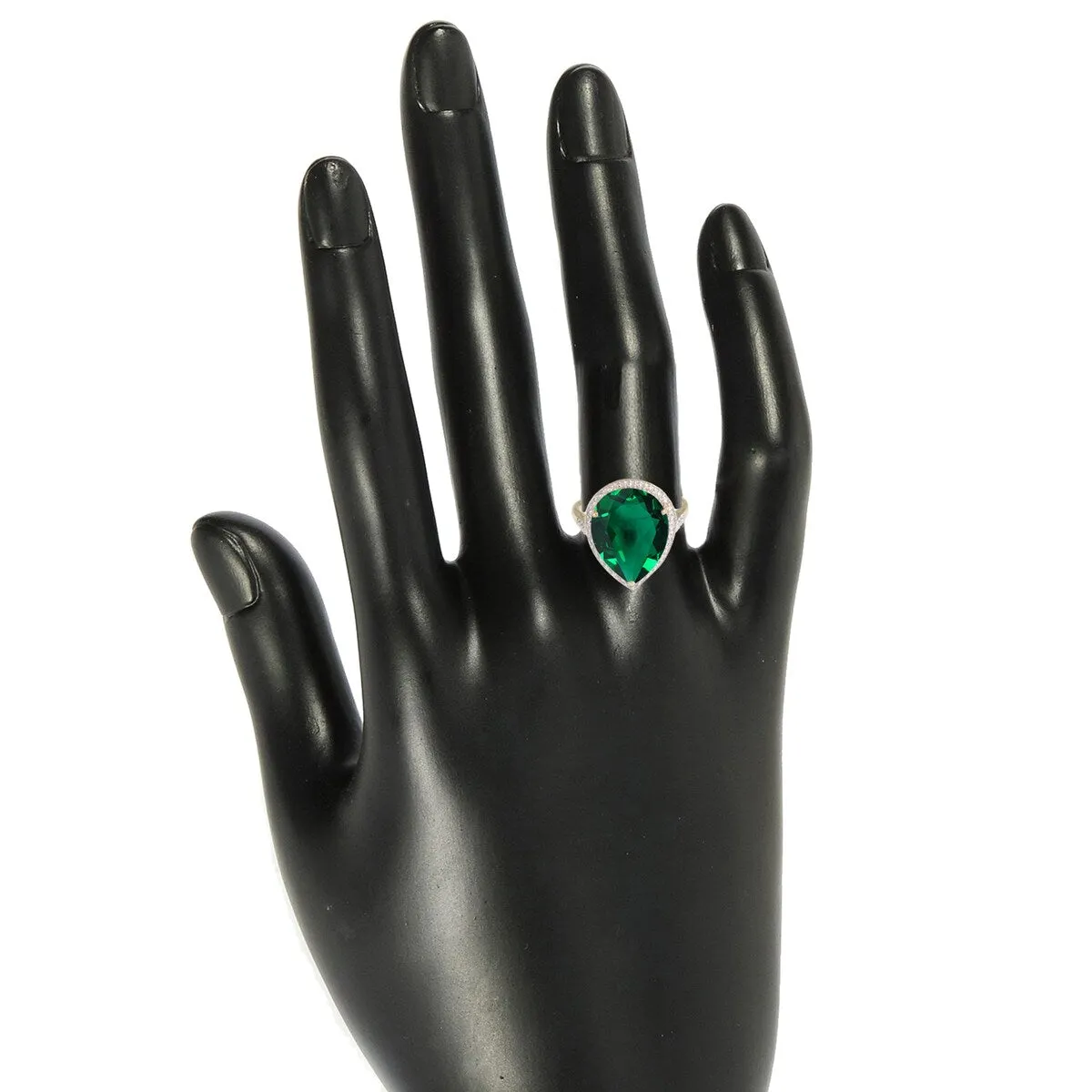 18K Gold-Plated Emerald Sterling Silver Tear Drop Ring sold by Zulily product image thumbnail 4