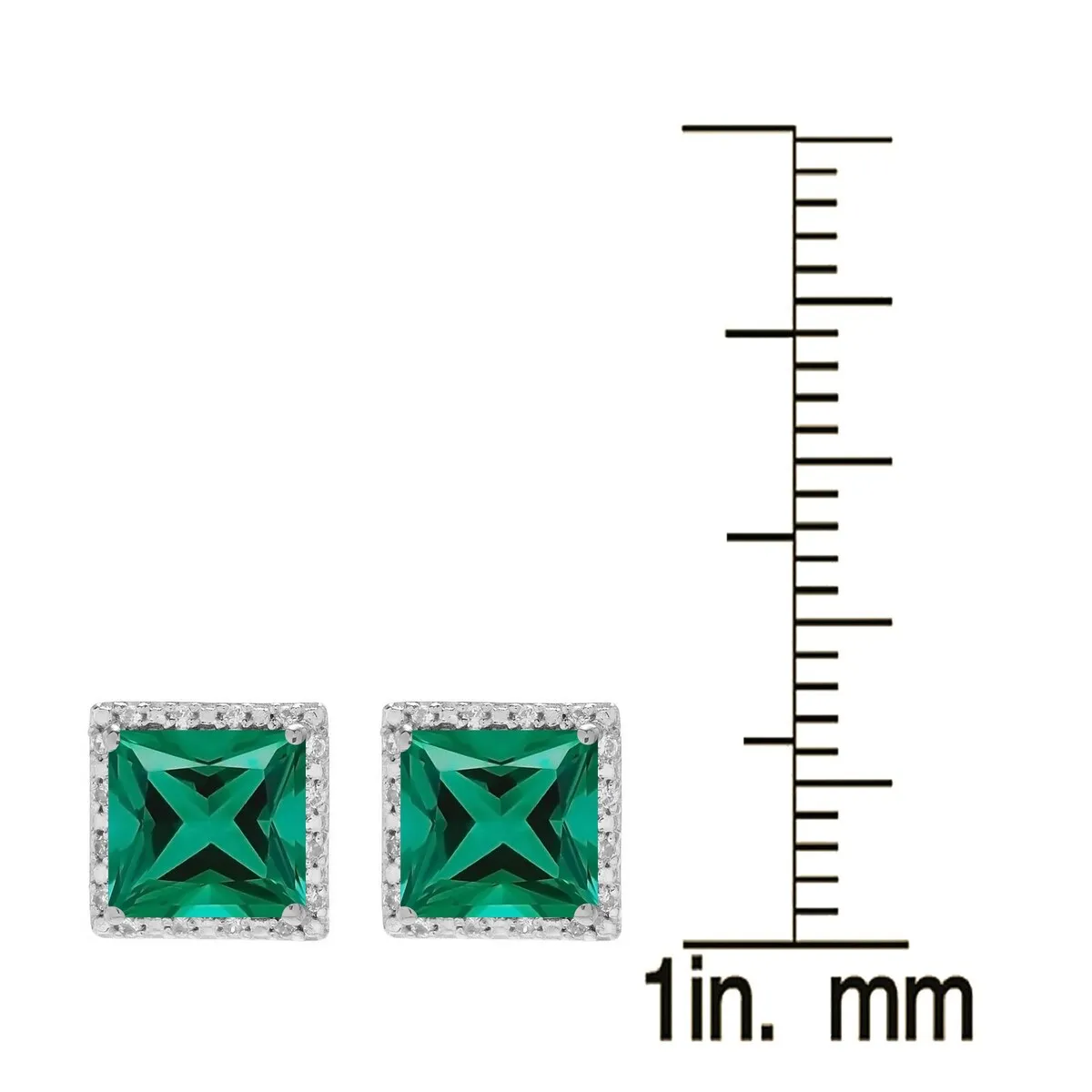 Sterling Silver with Emerald and White Topaz Halo Stud Earring sold by Zulily product image thumbnail 2