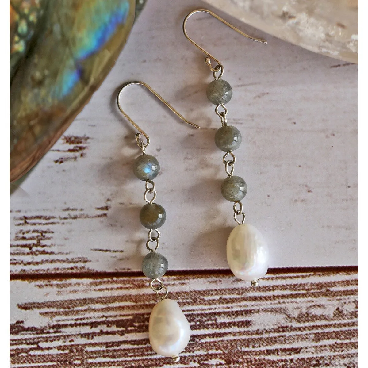 Pearl Labradorite Drop Earring sold by Zulily