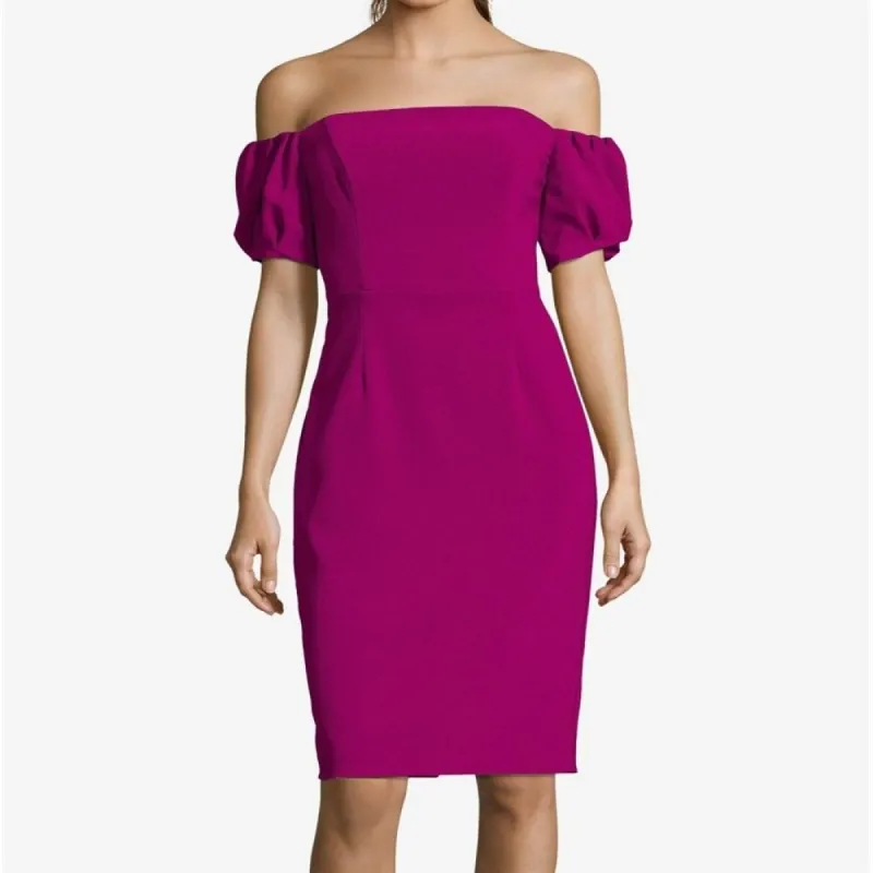 Betsy & Adam Women's Dress Off Shoulder SeaPuff Sleeve Fuchsia Size 1-3 sold by Zulily