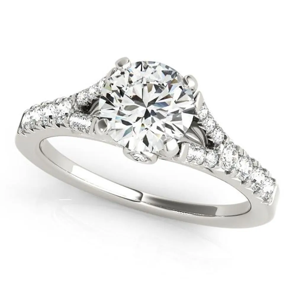 Auriya Round 3/4ct Moissanite and 3/8ctw Side Stone Diamond Engagement Ring 14K Gold sold by Zulily