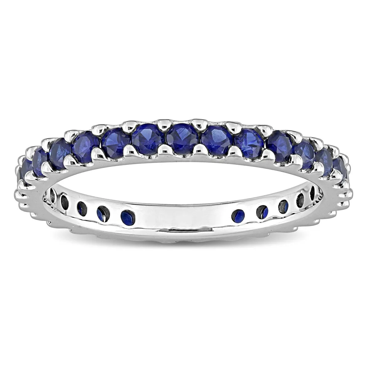 Miadora 10k White Gold Created Blue Sapphire Stackable Eternity Wedding Band Ring sold by Zulily product image thumbnail 2
