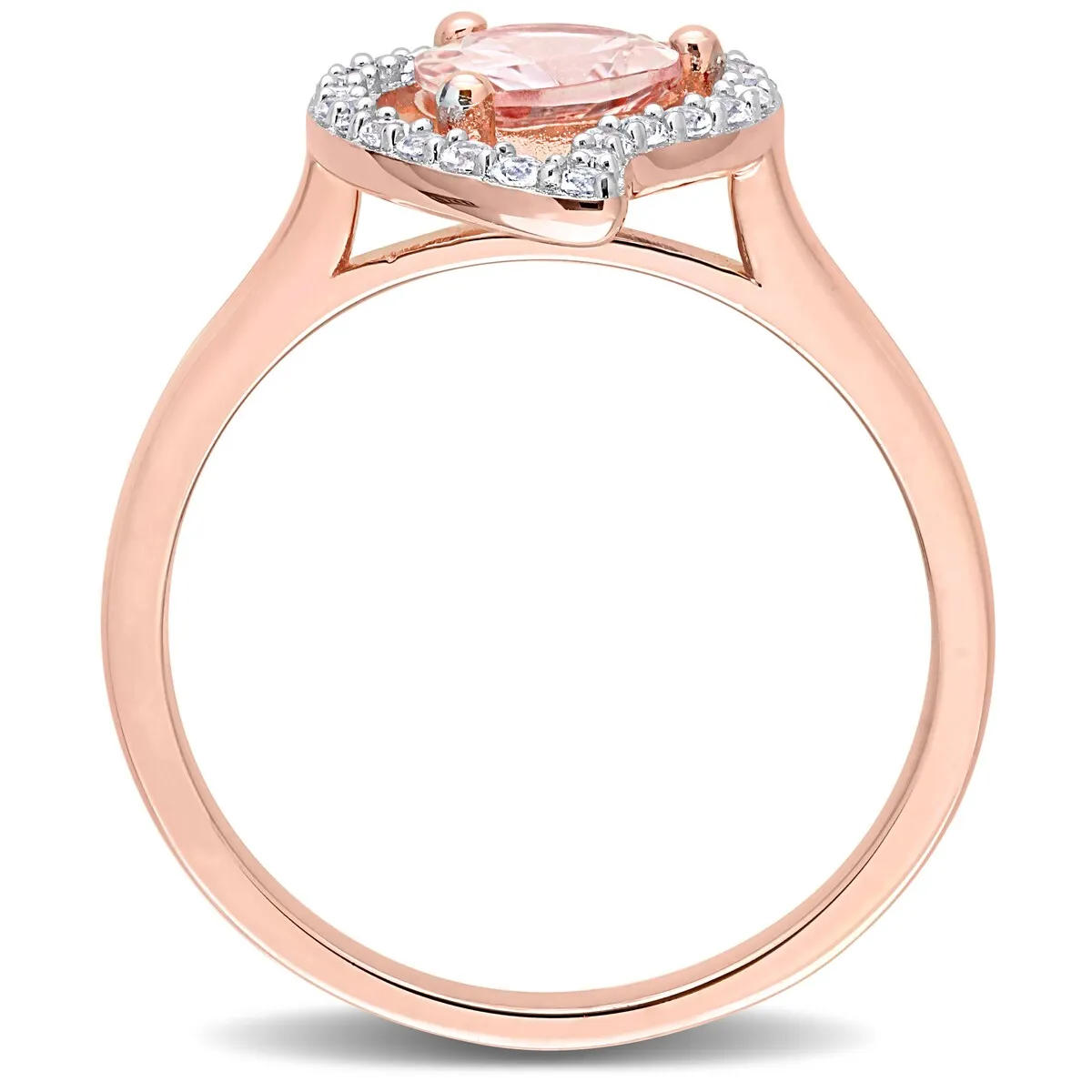 Miadora Morganite and White Topaz Halo Teardrop Ring in Rose Plated Sterling Silver sold by Zulily product image thumbnail 3