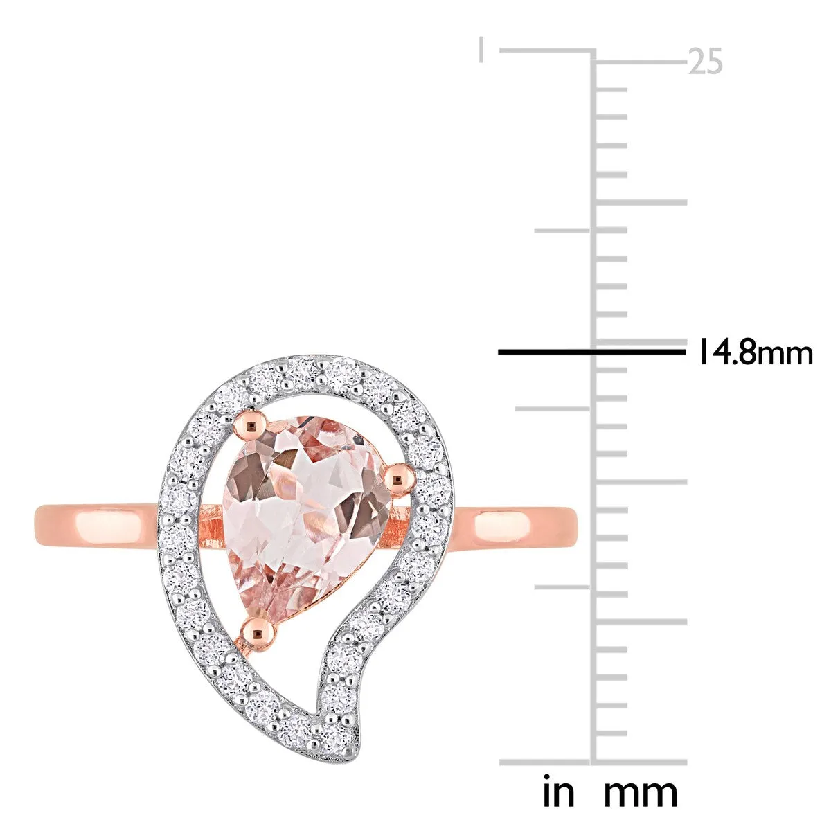 Miadora Morganite and White Topaz Halo Teardrop Ring in Rose Plated Sterling Silver sold by Zulily product image thumbnail 4