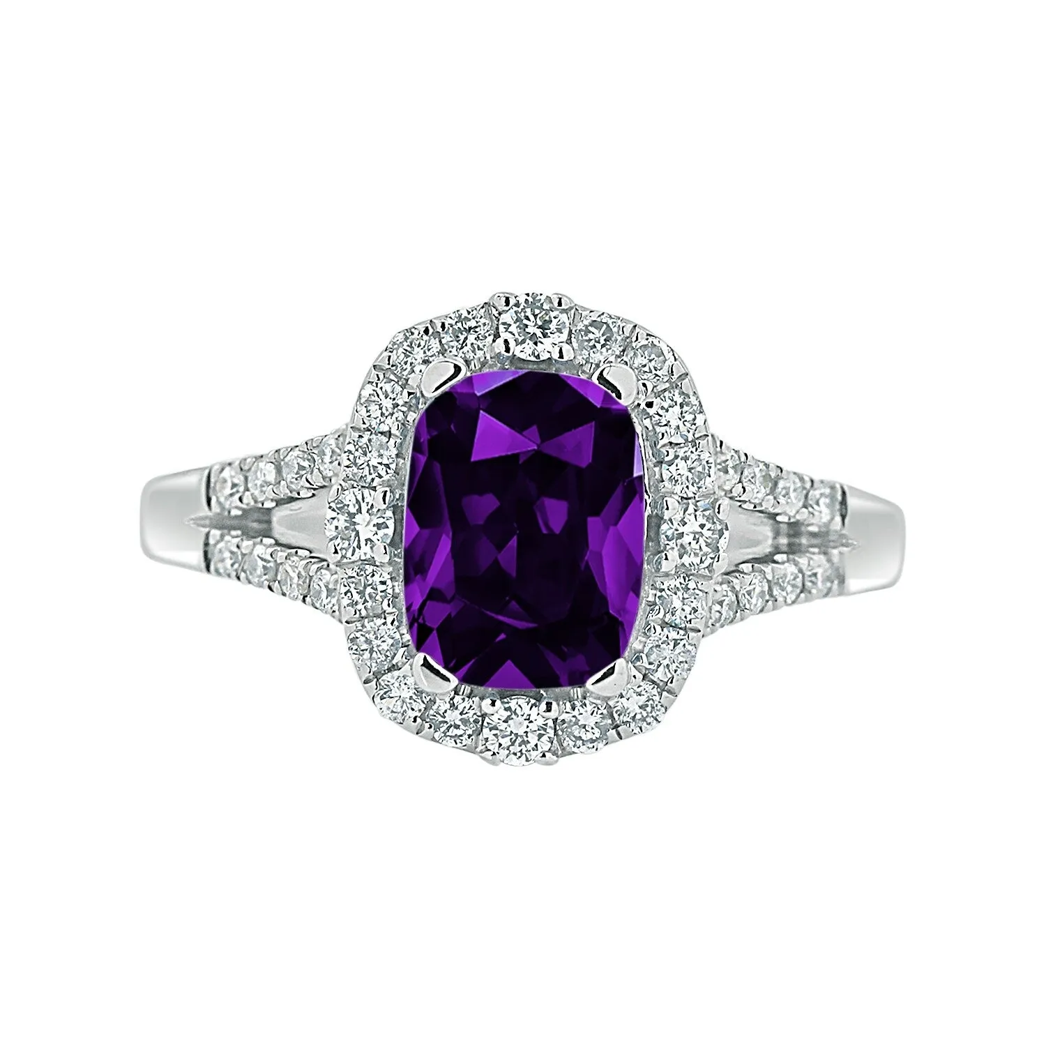 Auriya 1ct Cushion-cut Purple Amethyst Halo Diamond Engagement Ring 3/8cttw 14k Gold sold by Zulily product image thumbnail 2