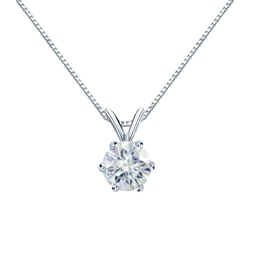 Auriya Round Solitaire Moissanite Necklace 2ctw 6-prong Basket 14k Gold - 8.2 mm sold by Zulily