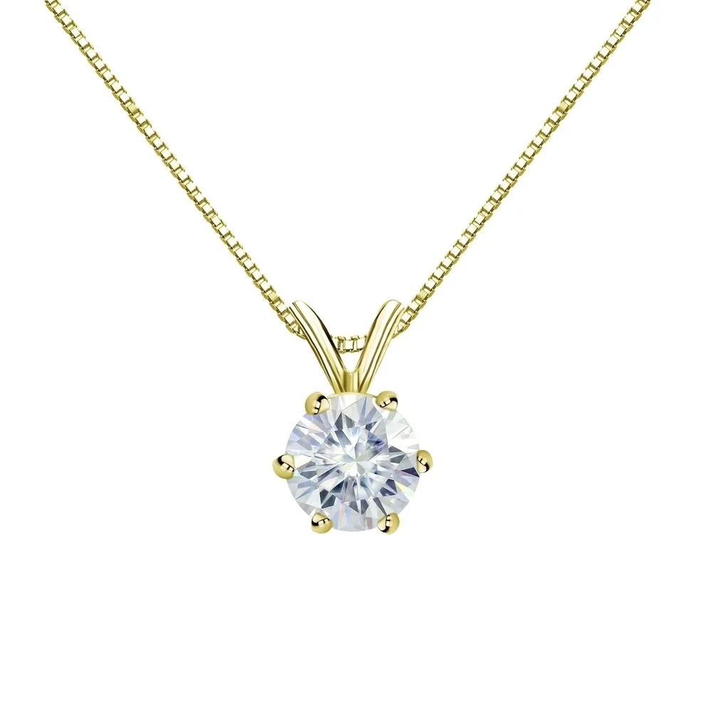 Auriya Round Solitaire Moissanite Necklace 2ctw 6-prong Basket 14k Gold - 8.2 mm sold by Zulily product image thumbnail 2